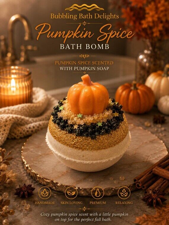 Bath Bomb Medium Geode Pumpkin Spice Shea But...