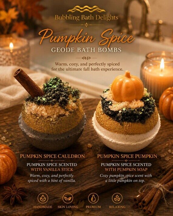 Bath Bomb Pumpkins Spice Geode Duo Seasonal C...