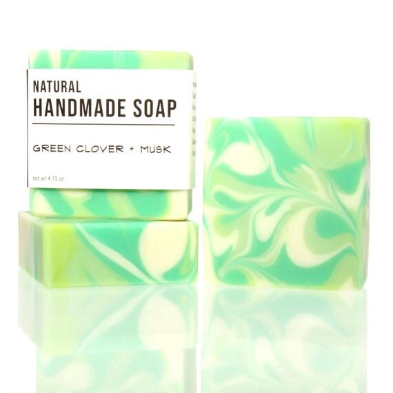Green Clover + Musk - Handmade Bar Soap - Mas...