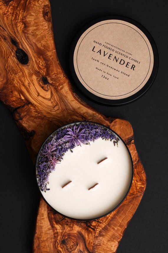 Handcrafted Candle: Wooden Wick, Flower, Bees...