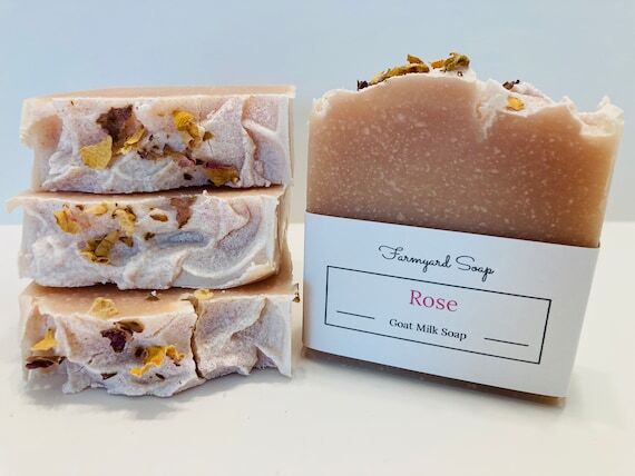 Handmade Rose Goat Milk Soap Bar, Natural Ski...