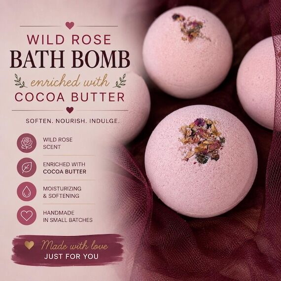 Wild Rose Jumbo Bath Bomb | Luxury Vegan Spa ...