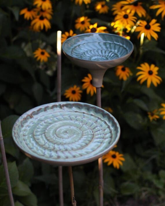 Ceramic bird bath "Ammonite" • Be...