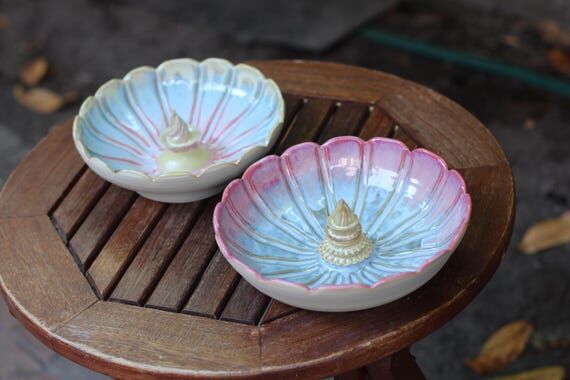 Ceramic flower insect waterer, handmade, uniq...