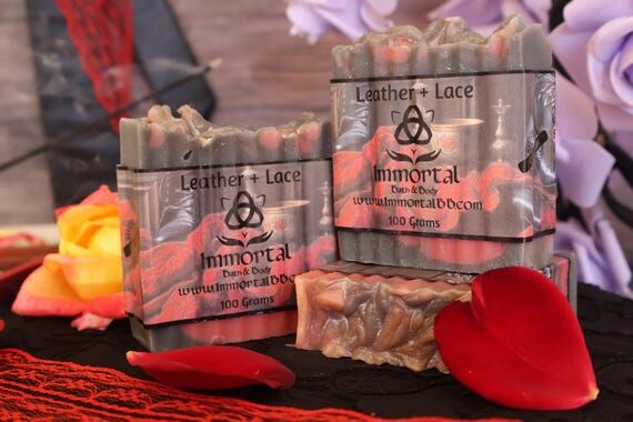 Leather + Lace Handmade Soap Bar: Natural Col...