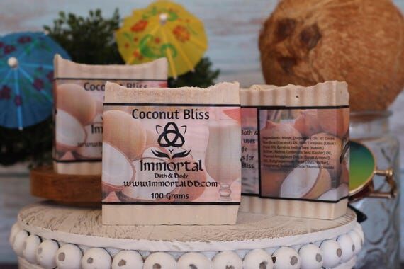 Coconut Bliss Handmade Soap Bar: Cold Process...
