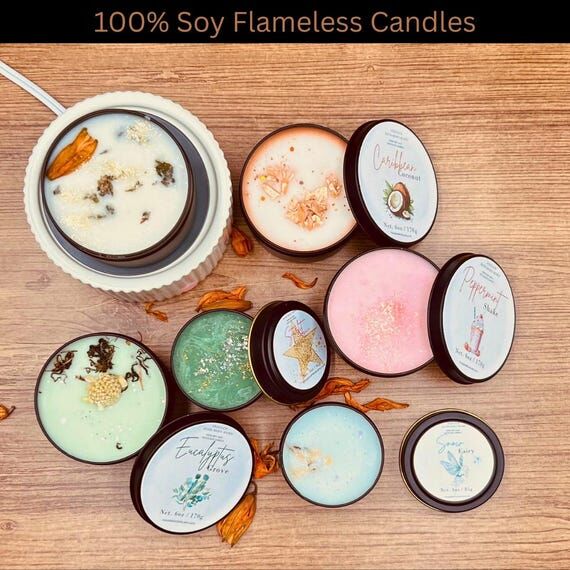 Strongly Scented Wickless 100% Soy Candle Tin...