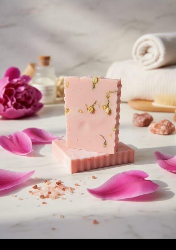 Peach Pearl Peony Goat Milk Soap | Pink Himal...