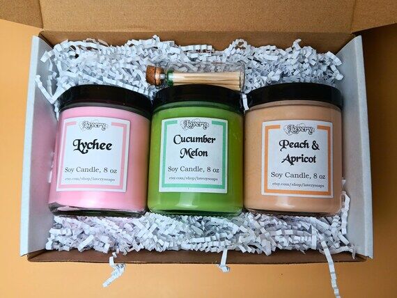 Handmade Fruit Scented Candle Gift Set – Pe...