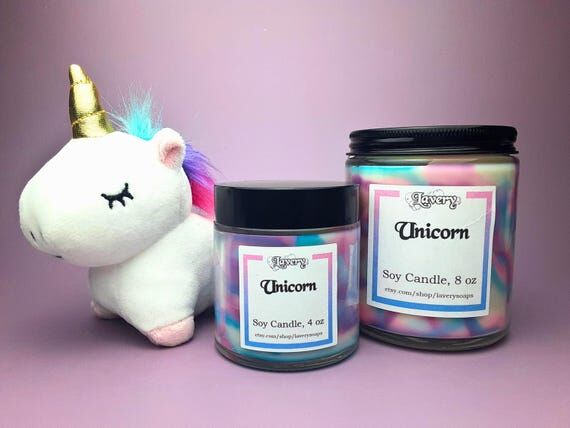 Soy Candle-Unicorn, Candy Scented, 4 ounce 8 ...