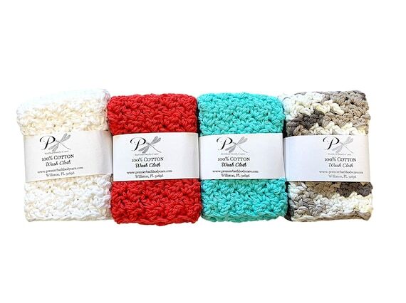 Handmade Washcloth, Crochet Cotton Washcloth,...