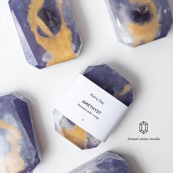 Amethyst Handmade Soap - Actual Amethyst ston...