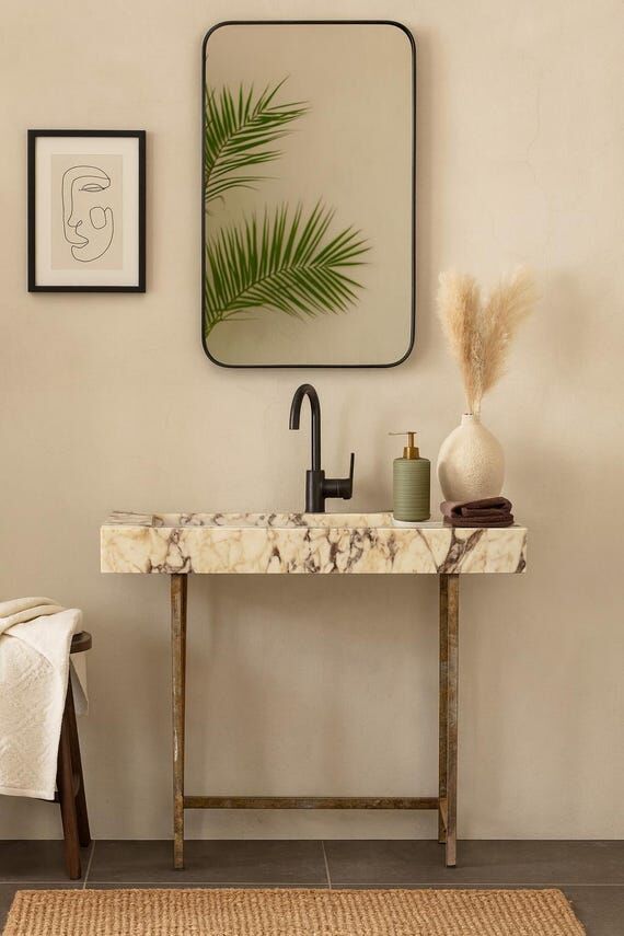 Calacatta Viola Marble Sink: Large Handcrafte...