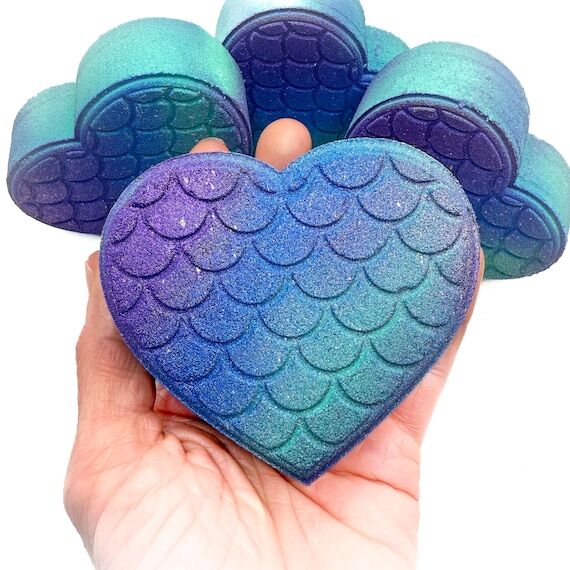 Mermaid Heart Bath Bomb | Handmade, Hand-Pain...