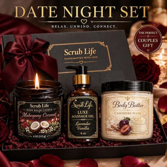 Date Night Spa Set Massage Candle Oil Butter ...