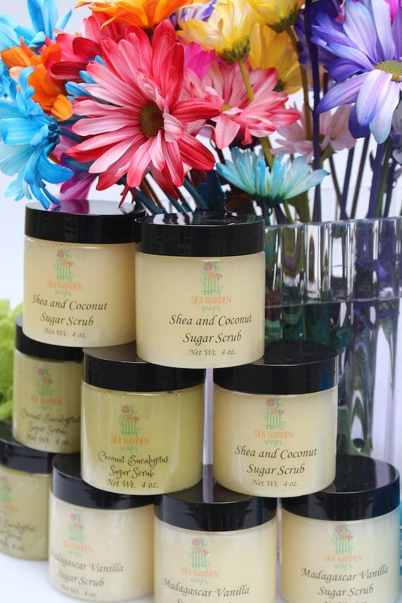 Spa Sugar Scrubs, Shea and Coconut, Eucalyptu...