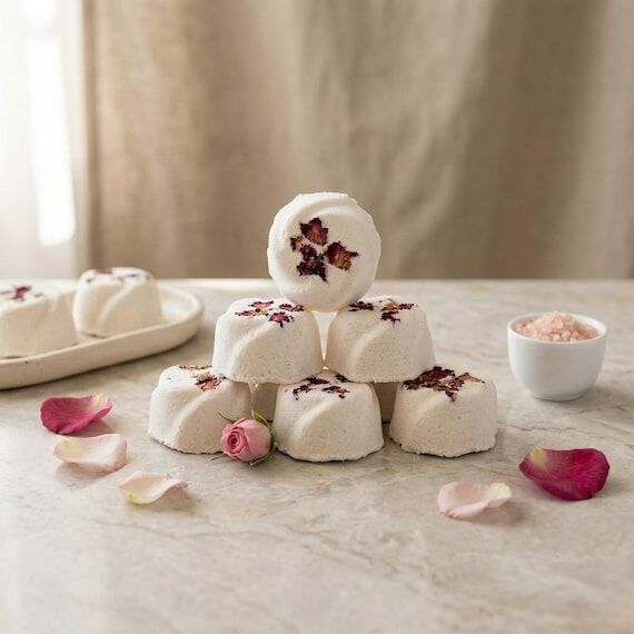 Heart Bath Fizzies | Rose Water Infused, Natu...