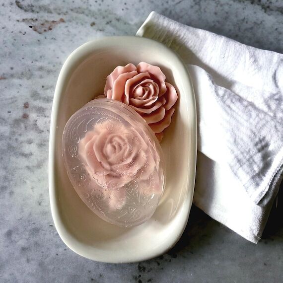 Clear Rose Glycerin Soap Bar, Vintage Victori...