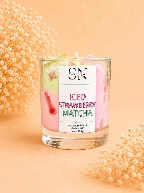 Strawberry Iced Matcha Candle | Dessert Scent...