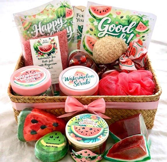 Watermelon Bath Gift 12 Set Whipped Soap Salt...