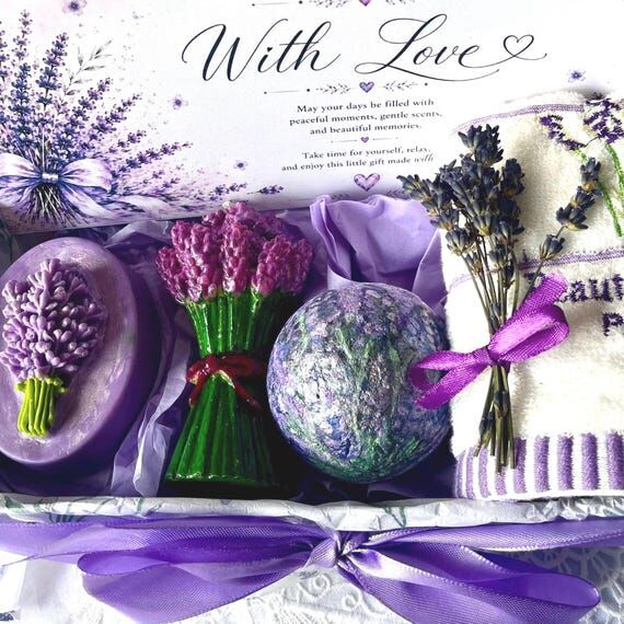 Lavender Spa Gift Box for Her – Handmade Fl...