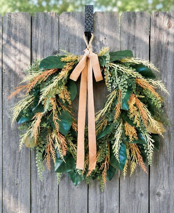 Rustic Fall Magnolia Wreath for Front Door, 2...