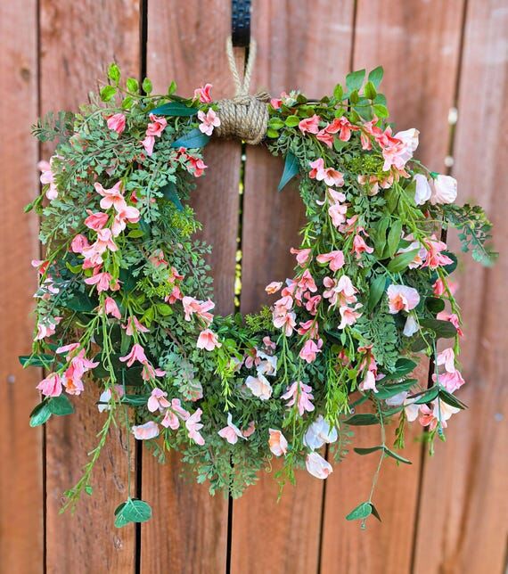 Front Door Wreath with Flowers, 22" , Pe...