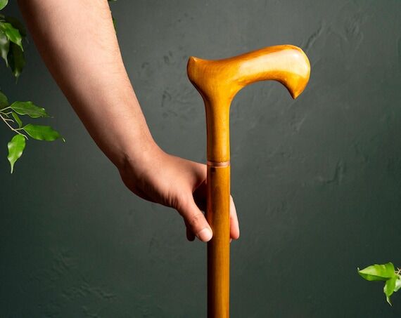Wooden Handmade Walking Stick, Ergonomic Walk...