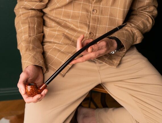 Long Stem Tobacco Pipe, Smooth Brown 15 inch ...