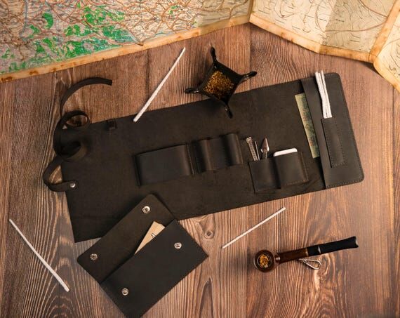 Leather Tobacco Pouch, Smoking Pipe Case, Pip...