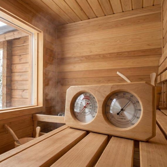 Wooden Sauna Thermometer Hygrometer, Heat Res...