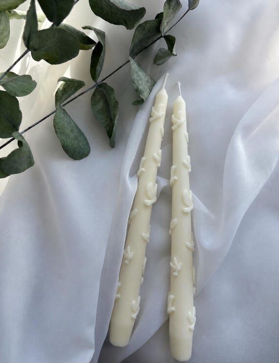 Dove Wedding Candles Set of 2 | Ivory Handmad...