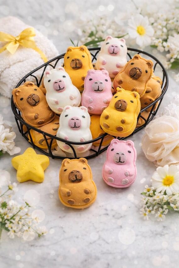 Capybara Mini Bath Bombs – Set of 10, Pinea...