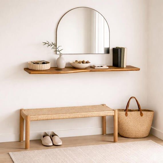 Modern Wooden Floating Shelf for Entryway Hom...