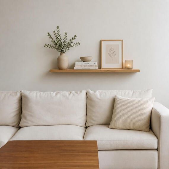 Handmade Ash Wood Floating Shelf Live Edge Wa...