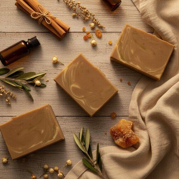 Amber Sandalwood Soap Bar: Handmade Colloidal...