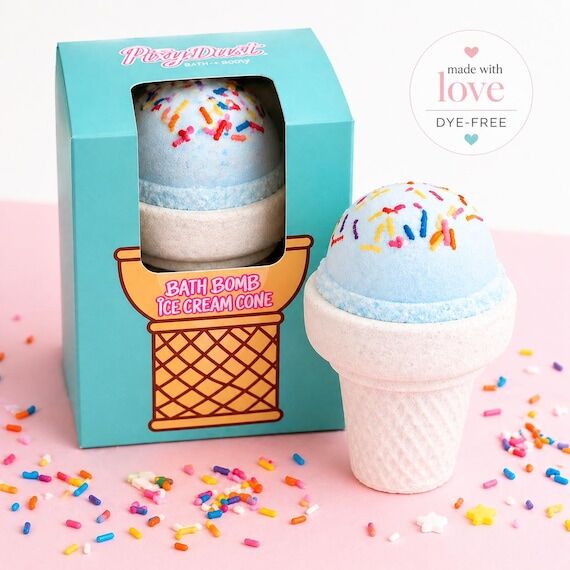 Ice Cream Cone Bath Bomb, Birthday Cake Scent...