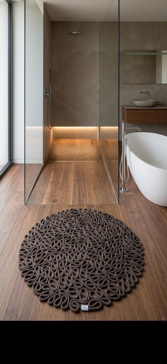 Handmade Rope Bath Mat | Chunky Woven Bathroo...