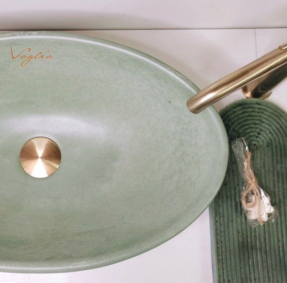 Oval Concrete Vessel Sink Pistachio – Large...