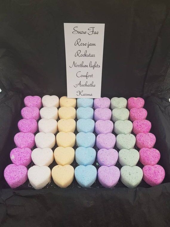 Mini Heart Bath Bombs, 7 Scent Variety Pack (...