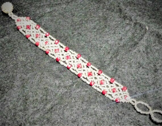 Handwoven Huichol Bracelet: Czech Glass Beads...