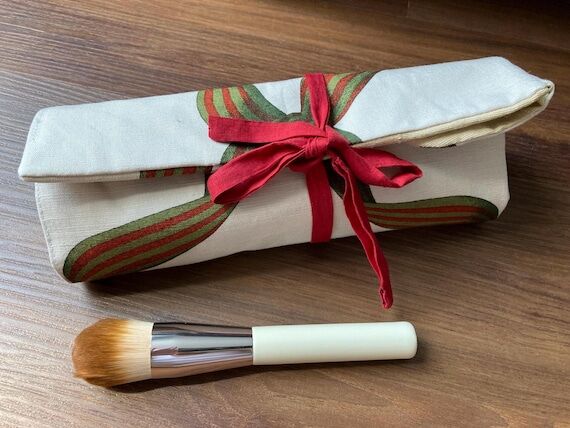 Classic Vintage Travel Makeup Brush Roll Orga...