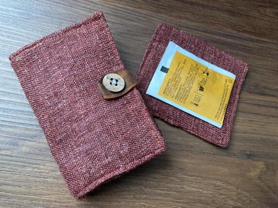 Rustic Burgundy Tea Bag Wallet and Coaster Se...
