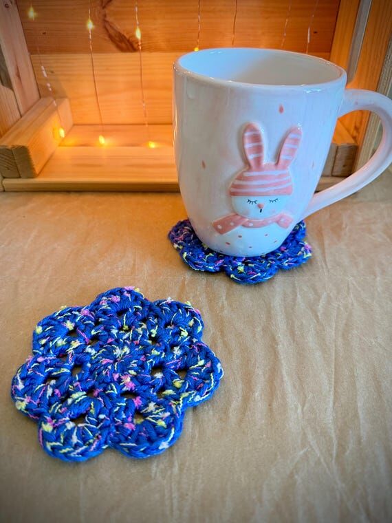 Set of 2 Purple Crochet Coasters | Handmade M...