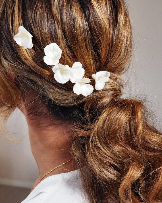 FLORENCE- Handcrafted Clay Flower Hair Pins S...