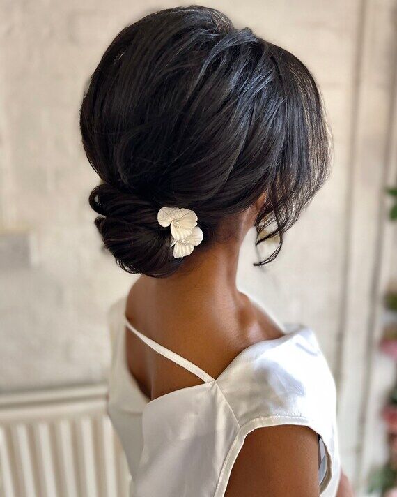 LILY- Bridal Hair Accessories Clay Flowers an...