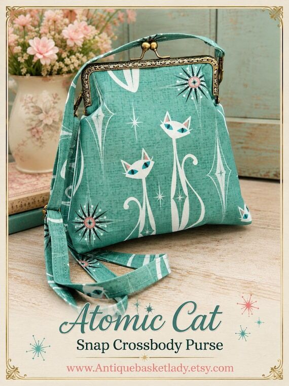 Kiss Lock Crossbody Bag: Mid Century Modern C...