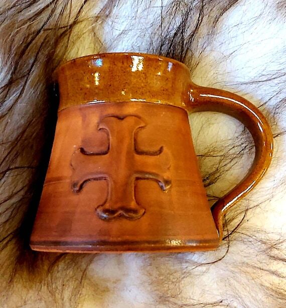 Cross Mug Tankard Medieval 15oz Handmade Cera...