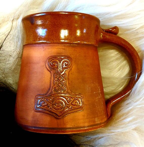 Thor's Hammer Mug Tankard 20oz Viking Handmad...