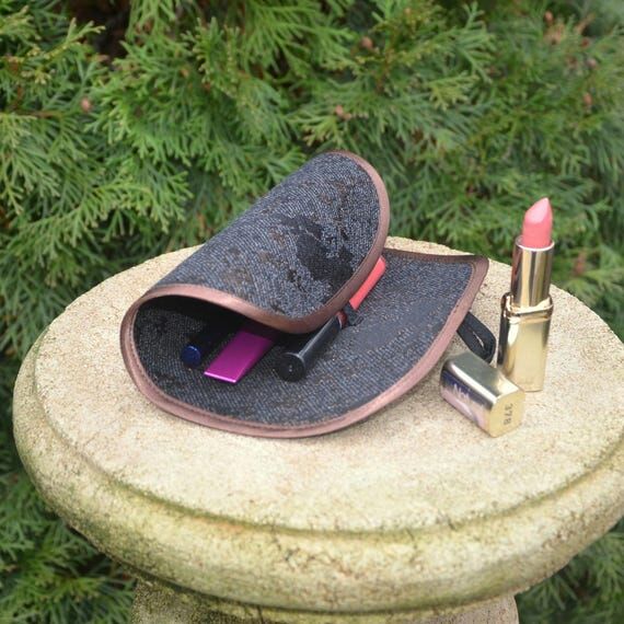 Tweed Roll Up Makeup Bag: Small Cosmetic Trav...